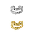 FUAMAY 925 Solid Silver Gold-Plated Irregular Double Layered Ear Cuffs for Non-Pierced Ears Earrings for Ears Without Piercings