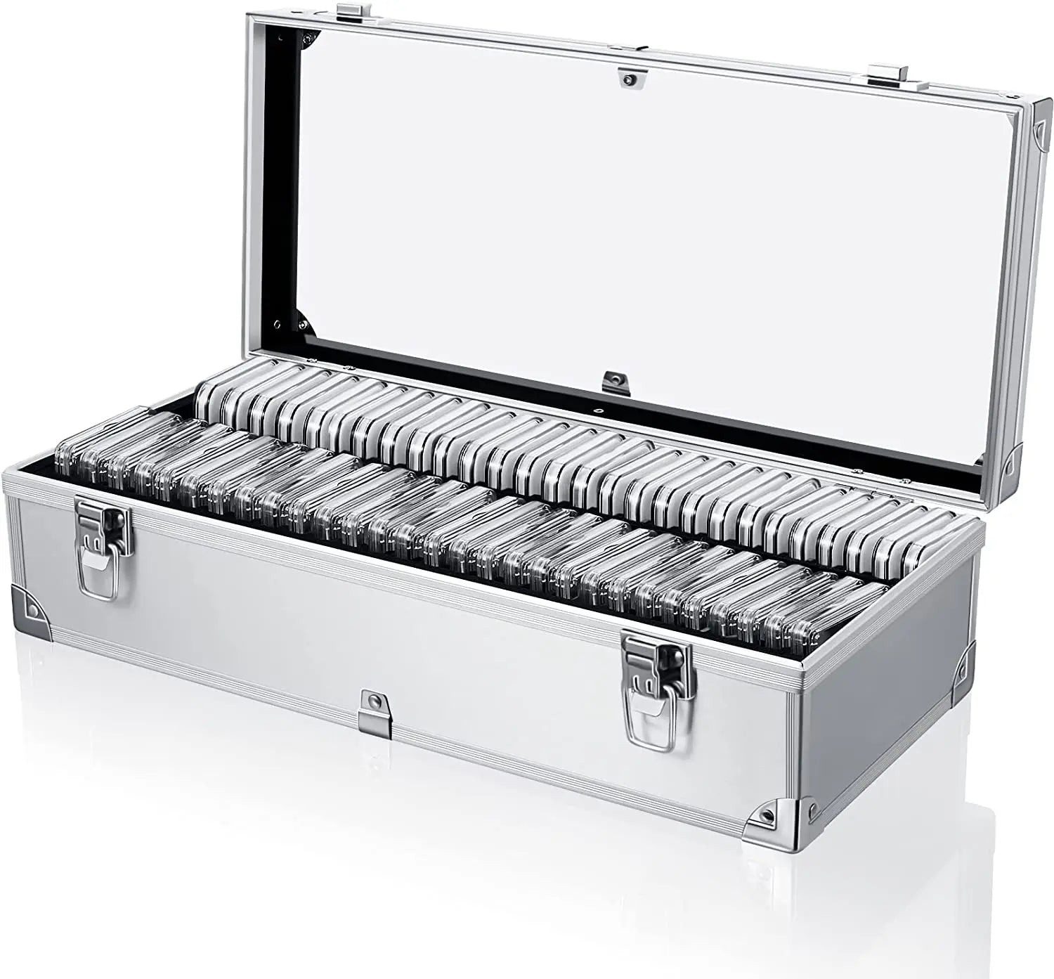 Customizable Aluminum Coin Storage Box with Handle 50 Slab Coin Holders ODM & OEM Supported Collection Coin Trays