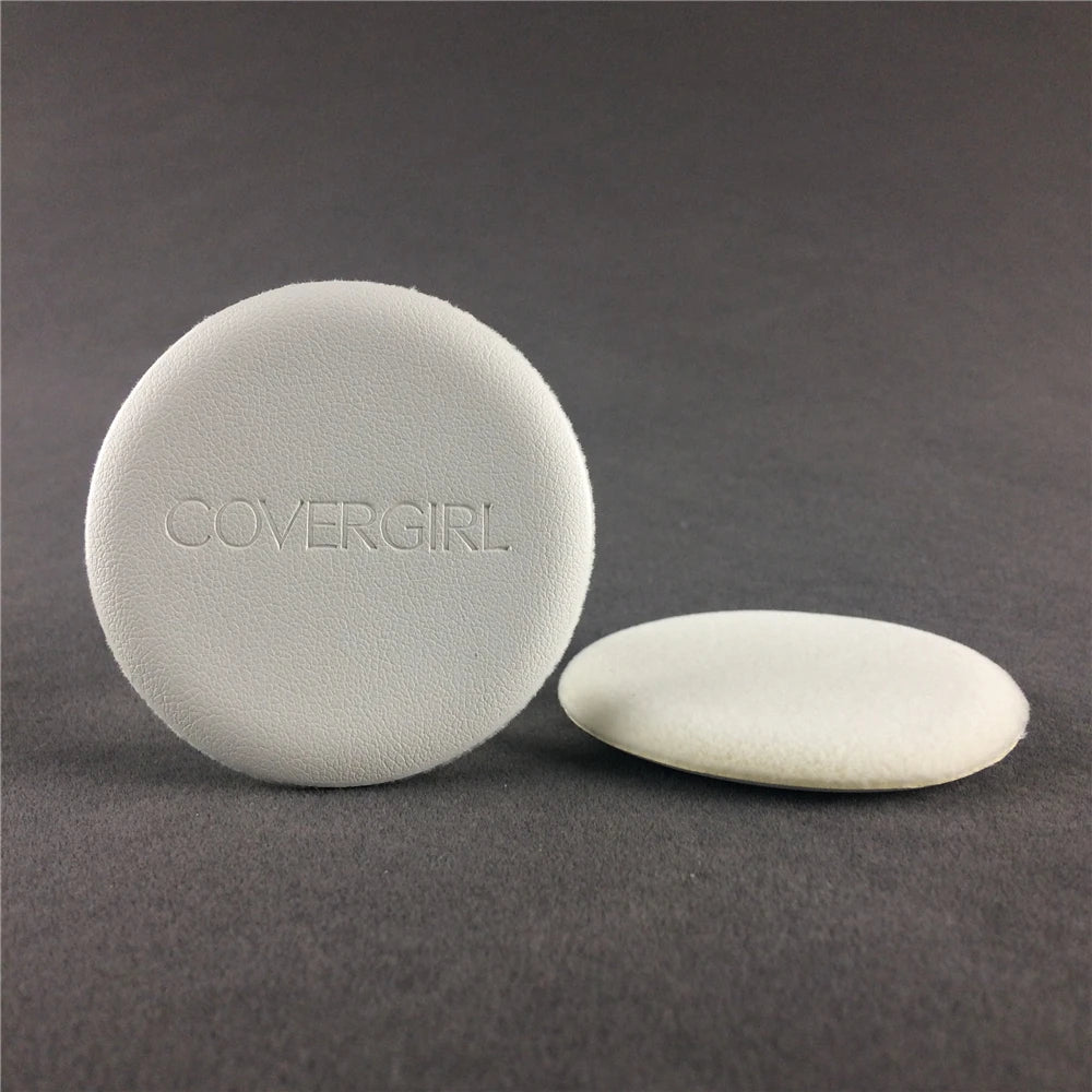 Colorful Luxury PU Flocked White Round Flocking Compact Powder Puff With Debossed Logo