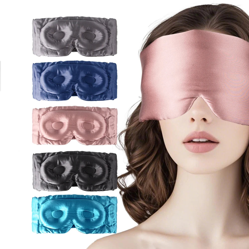 Custom Logo Travel Comfortable Luxury Soft Mulberry Silk Women Sleeping Mask Light Blocking Adjustable 3D Eye Mask For Sleeping
