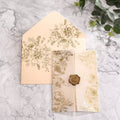 Custom Hot Stamping Foil Vellum Cover White Envelope With Liner Luxury Quinceanera Wedding Invitation Set