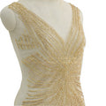 Wholesale New Bodice Dress Grown Long Panel Large Beaded Applique Patches WDP-189