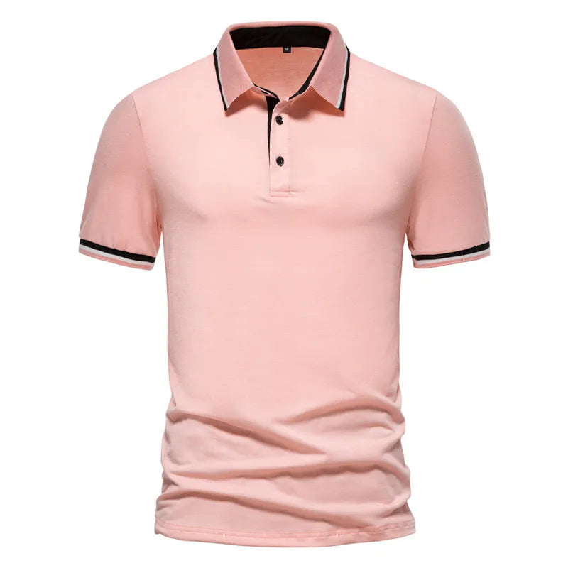 2023 Summer New Men's Stitching Short Sleeve T-shirt Men's Casual POLO Shirt