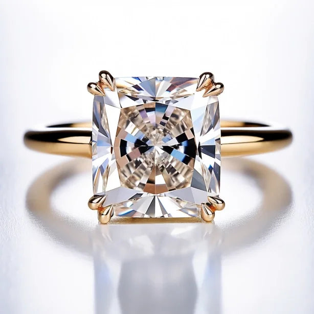 SGARIT Jewelry Yellow Gold Solitaire Engagement Ring 10K Solid Gold 5CT Radiant Cut Moissanite Diamond Wedding Ring