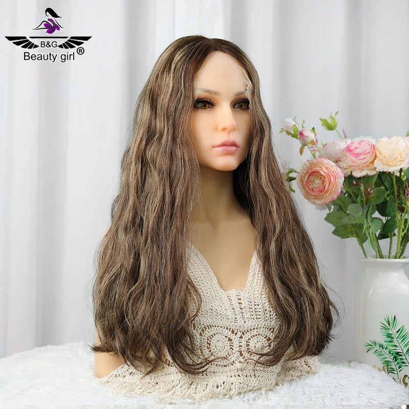 Factory Wholesale Natural European Human Hair Ombre Color  Pure Hand Tied Fabric Silk Base Wigs with Hair Bangs in USA