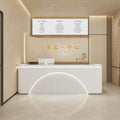 Luxury LED Customizable Color Modern Wood Reception Desk for Barber Shop Beauty Salon Office Building & Mall Applications