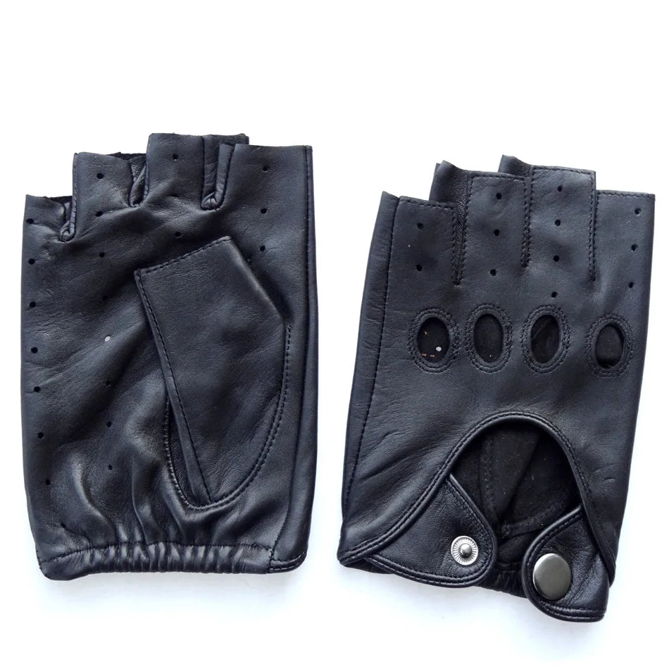 Sample Support High Quality Driving Leather Mens Fingerless Leather Gloves