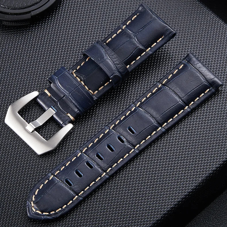 Top Layer Slub Pattern Calf Genuine Leather Watch Strap 20 22 24 26mm Sport Crocodile Genuine Leather Replacement Watchband