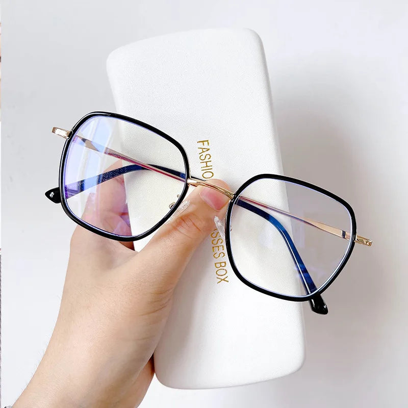 New Polygon Anti-blue Light Frame Korean Version of Female Students Myopia Finished Glasses Wholesale