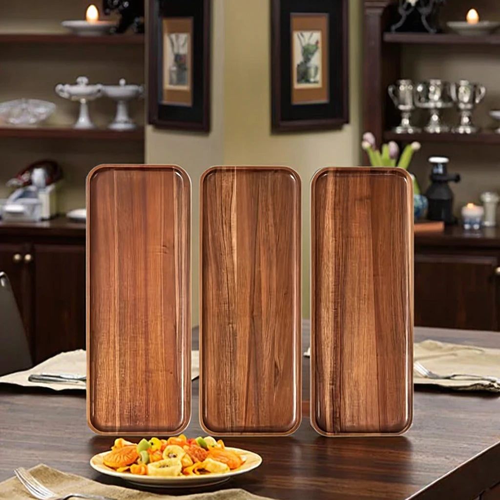 Eco-friendly Acacia Wood Serving Tray Rectangular for  Home Living Room Decor High Quality Modern Style Tray for Parties
