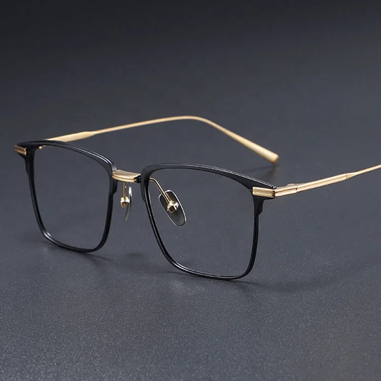 2022 Original Titanium Square Spectacle Glasses Eyewear Optical Frame Handmade Big Frames for Men Solid Pattern Gafas