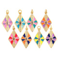 Trendy Enamel Dripping Oil Colourful Geometry Charm PendantPrismatic Hexagon Mosaic Necklace Accessories for Jewelry Making M03