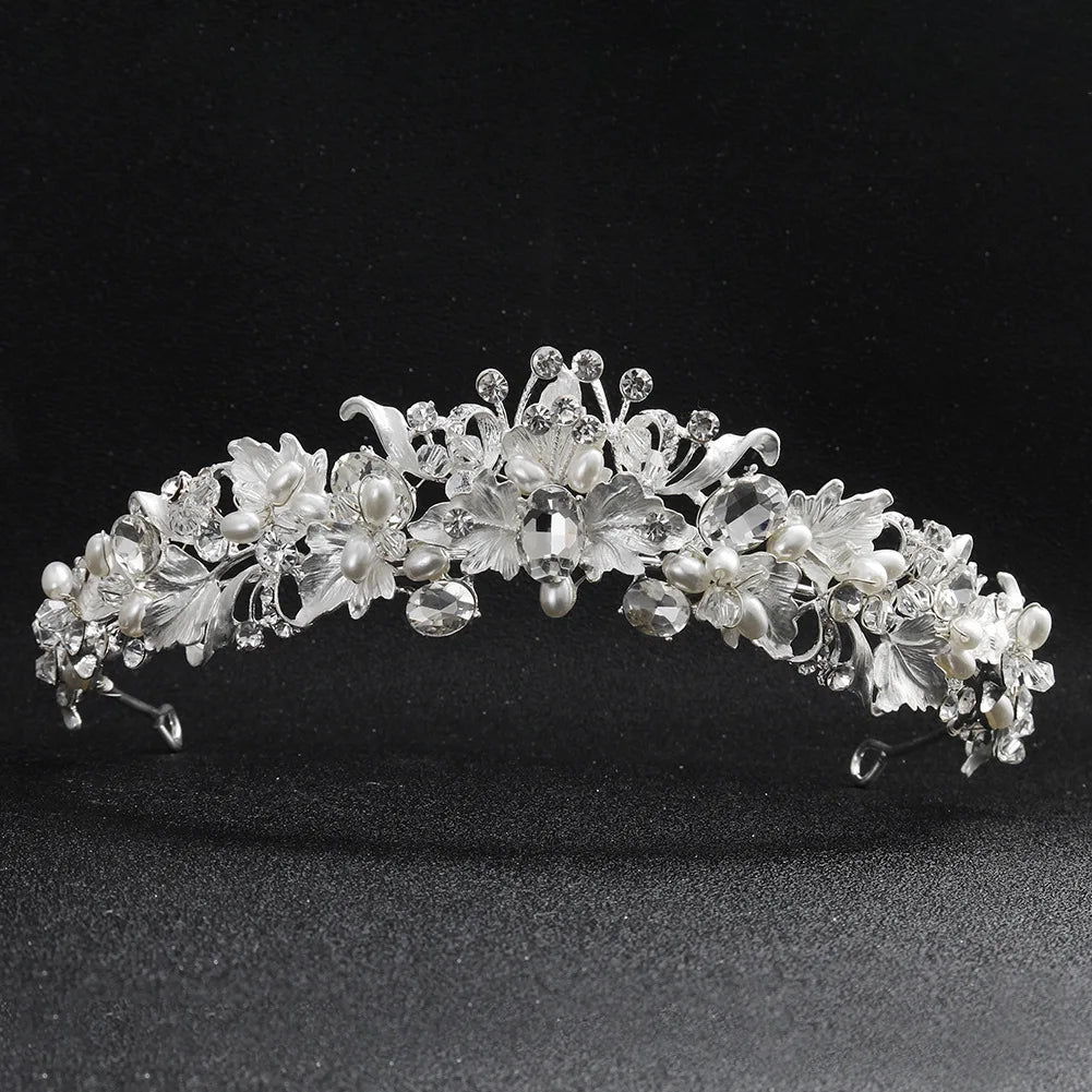 SLBRIDAL Alloy Ins Baroque Style Bridal Tiara Hairband Rhinestone Wedding Crown Women Prom Hair Accessories Women Party Jewelry
