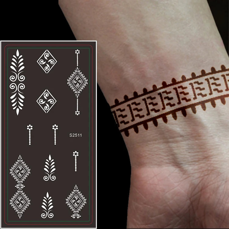Wholesale Classic Art Flower Reusable Henna Tattoo Painting Stencil Luxury Face Body Wist Waterproof Henna Fake Temporary Tattoo