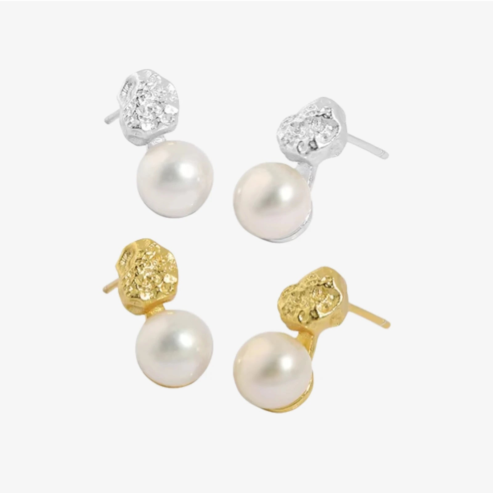 FUAMAY Aretes De Plata 925 Silver Freshwater Pearl Earrings 18K Gold Plated Irregular Earrings