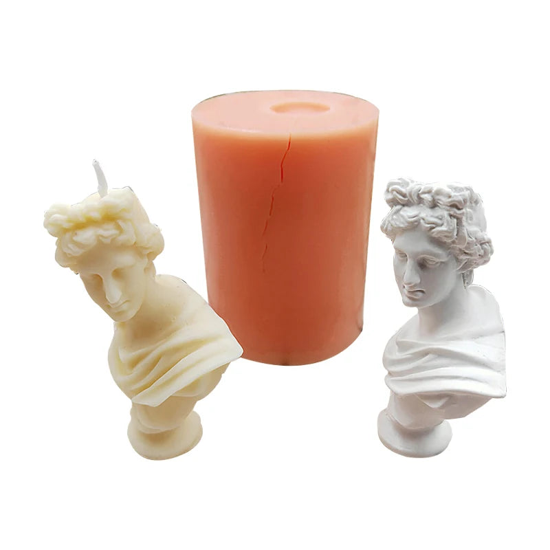 B-1029 Apollo Portrait Silicone Candle Mold Greek Goddness Mythology Figure for DIY Resin Clay Candle Making Table Decor Moulds