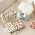 Portable PU Leather Double Layer Jewelry Box for Women Rectangle Travel Organizer for Earrings Necklace Rings