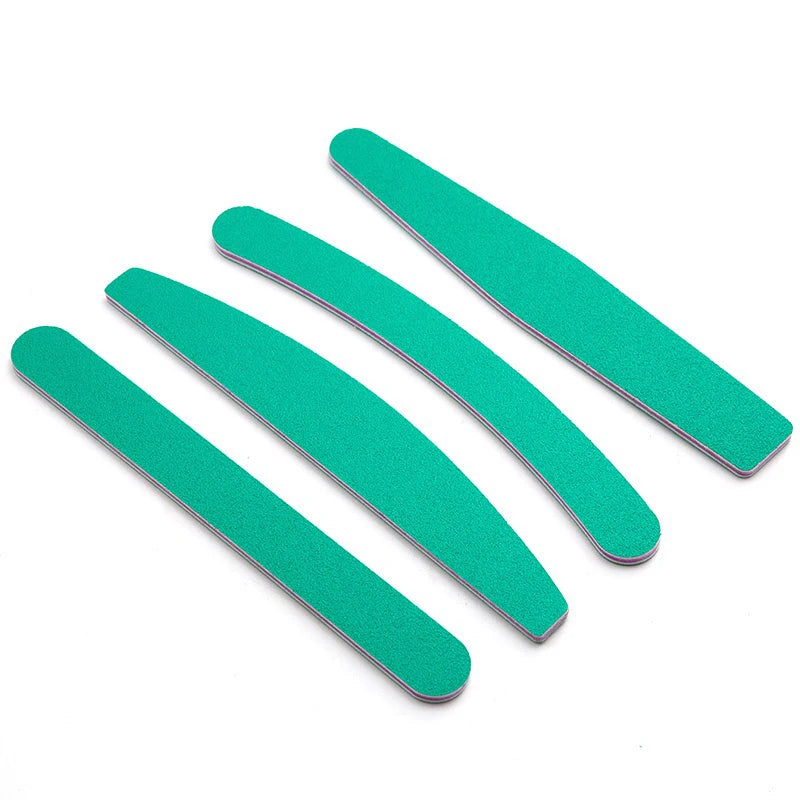 Custom Logo Green Sandpaper Nail File Diamond Half Moon Emery Board Nail Files 100/180
