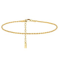 RINNTIN SA34 New Arrival Fine Jewelry 14K Gold Plated Solid 925 Sterling Silver 1.5mm Diamond-Cut Rope Chain Anklet for Women