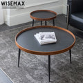 WISEMAX FURNITURE Light Luxury Solid Wood Coffee Table Iron Living Room Home Round Storage Coffee Table Combination