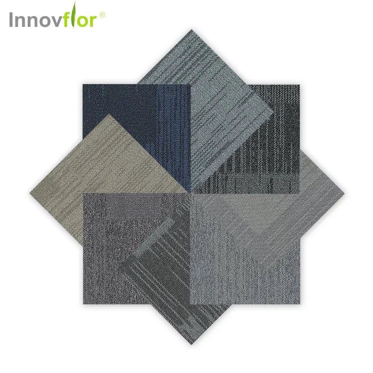 Commercial Modern Loop Pile Striped Nylon Carpet Tiles 50x50cm for Office & Home Use