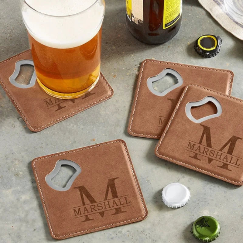 Factory Selling Bottle Opener Holder Square Stainless Steel Bottle Openers Cover Opener Cup Mat Pad Cover