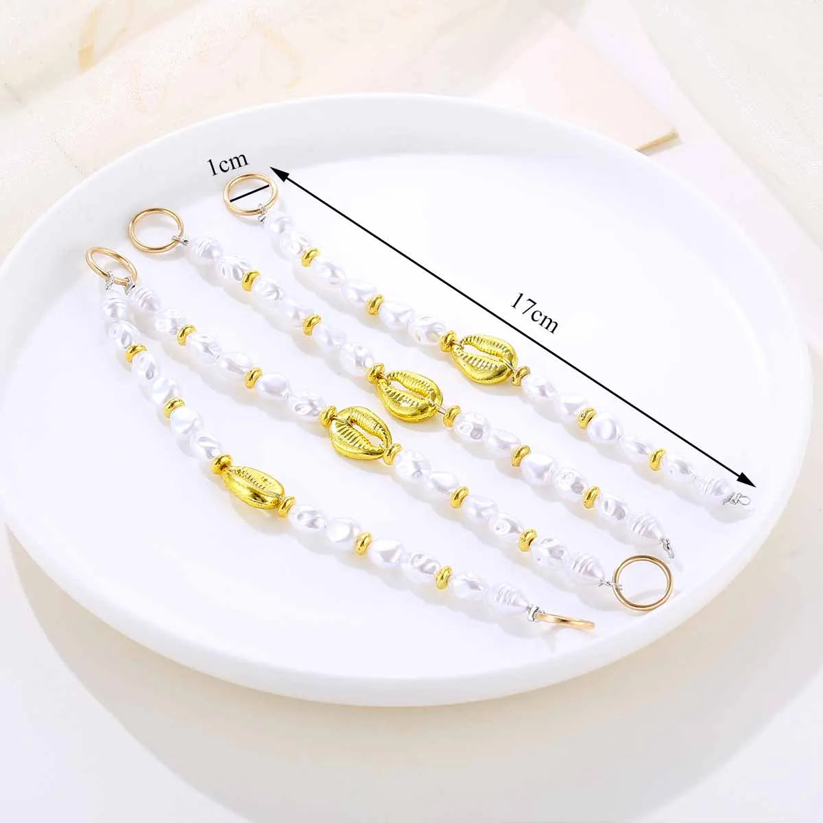 JFS011 Fashion Gold Plated Chain Strap Metal Necklace for Women  Pearl Beaded Swimwear Connector Buckle Accessories