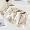 Wholesale Cheap Bulk Cute Bear Cartoon Short Socks Korean Low Cut Ankle Socks Set for Women