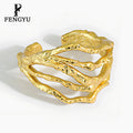 Fine 18k Gold Irregular Filigree Hammered Rings for Women 925 Sterling Silver Fashion Statement Adjustable Ring Custom Jewelry