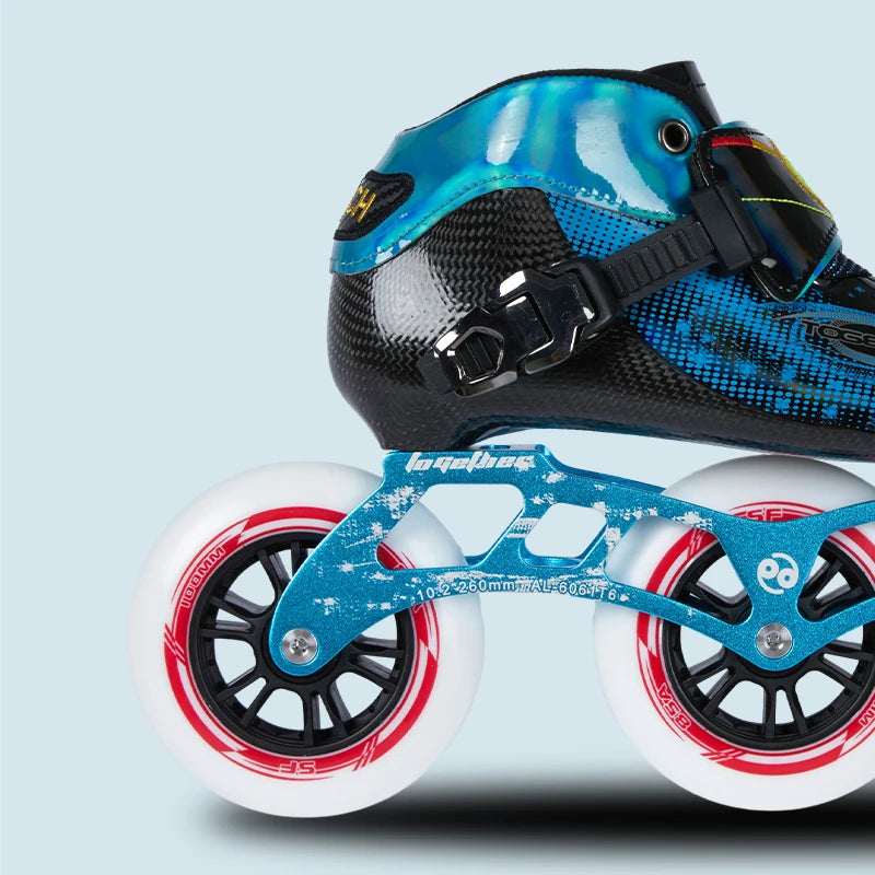 EACHkids Professional Kids' 3-Wheel Inline Carbon Fiber Quad Roller Skate Shoes Teenager Size Aluminum Frame Alloy Wheels PU