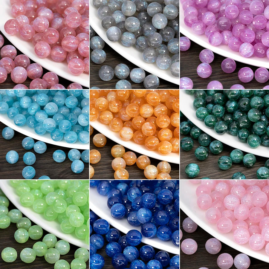 Factory Direct Sell 10mm Colorful Acrylic Round BeadsResin Beads for Jewelry Making