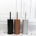 Freestanding Stainless Steel Toilet Brush Holder Set Silicone Cup Contemporary Design for Deep Cleaning Bathroom Storage