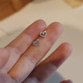 Dciya Online Fashion Jewellery Silver 14k Gold Plated Heart Cubic Zirconia Earrings