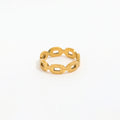 High End 18K Gold Plated Hollow Chain Rings for Women Stainless Steel Rings Jewelry