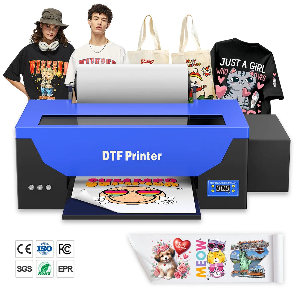 Free Sample Vinyl Sticker Transfer Cloth T Shirt Printing Machine Dryer Sublimation White Toner KSR1390 DTF Printer A3