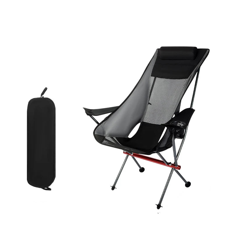 In Stock Outdoor Aluminum Alloy Folding Moon Chair with Handrail Fishing Picnic Camping Beach