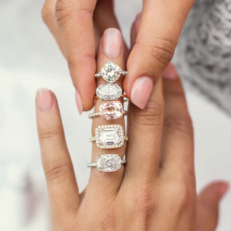 Luster Jewellery 10/18/14k Gold Eternity Engagement Rings Women Custom Moissanite Jewelry Women  Rings