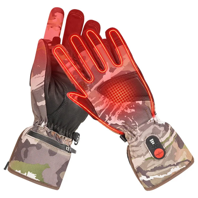 New Style Winter Warm and Thick Leather Electric Rechargeable Battery Waterproof Heated Gloves for Fishing Hunting