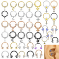 16G Nose Rings Septum Piercing Jewelry Clicker Hoop Segment Body Kit Horseshoe Barbell Stainless Steel Cartilage Earrings