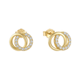 Fashion Jewelry 925 Sterling Silver Earrings Hollow Two Round Circle Diamond Zircon Gold Plated Stud Earrings for Women