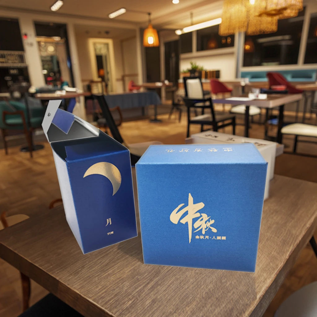 Custom Logo High-End Waterproof Food Packaging Folders with Gold Foil Stamping and Sponge Liner for Moon Cake and Cake