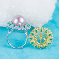 Re030985 DIY 9-11mm Natural Freshwater Pearl Ring Accessory 925 Sterling Silver Adjustable Size Engagement Ring for Women