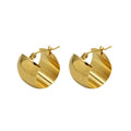 Stainless Steel Shine 18K Gold and Silver Plated Chunky Hollow Out C Shape Hoop Earring for Women