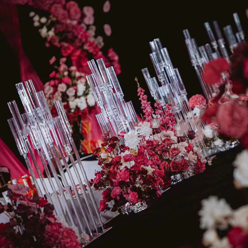 M-CS01 Luxury Acrylic Candlesticks Holder 8 Heads Clear Candlestick for Wedding Party Table Centerpieces Decoration