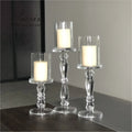 Saixin ZT-048 Custom Size Glass Pillar Candle Holder New Design for Home Decoration for Wedding Christmas and Valentine's Day