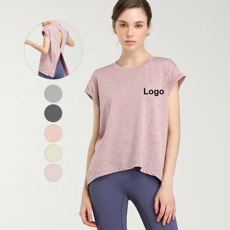 INS Summer Back Hollow Out Quick Dry T-shirts Breathable Comfortable Gym Fitness T-shirt High Quality Workout T-shirts for Women