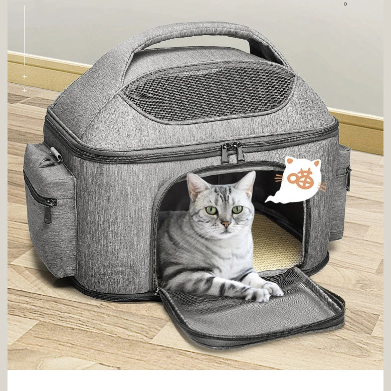 Large Space Luxury Pet Carrier Backpack Classic Style Zipper Closure Outdoor Cat and Dog Tote Bag Puppy and Cat Handbag