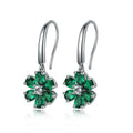Sterling Silver 925 Flower MuUZO Green Columbian Lab Emerald Earrings for Women Girl Her