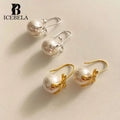 Unique Sweet 925 Sterling Silver Shell Pearl Bowknot Korean Gold Plated Drop Stud Earring Fine Jewelry Dangle Earrings for Girls