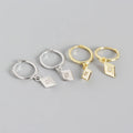 New Fashion Jewelry Women 925 Sterling Silver Hoop Earrings Gold Plated Rhombus Pendant Set Star Zircon Earrings